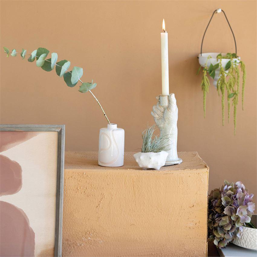 Stoneware Vase with Debossed Design | {neighborhood} Bloomingville